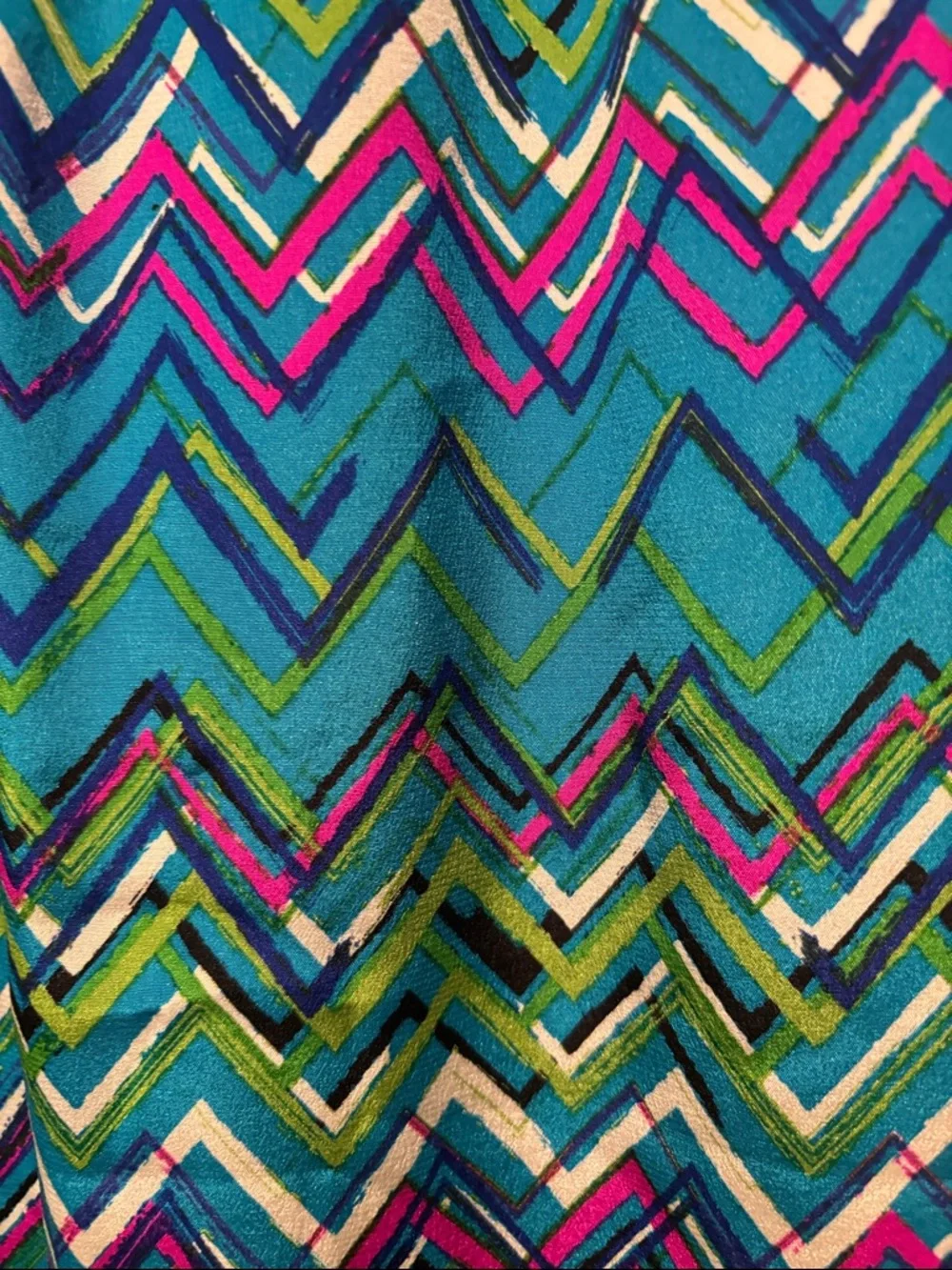 Amanda Uprichard Silk Drawstring Waist Multi Colored Chevron Pattern Dress Sz S